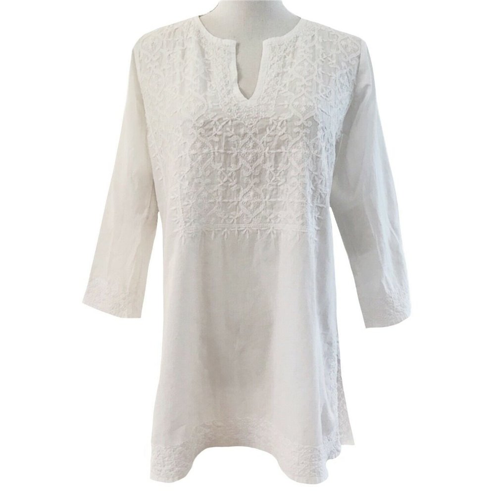 Gretchen Scott Embroidered Tunic Coverup S White